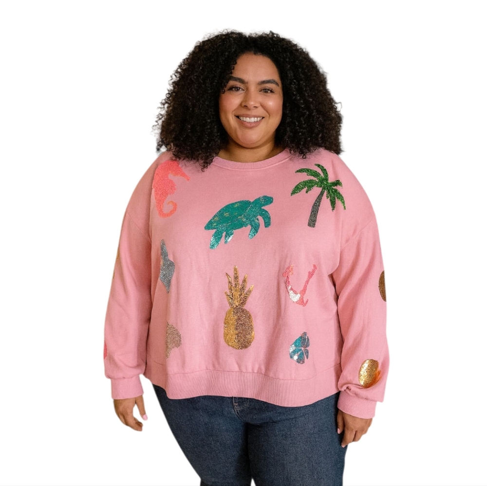 Simply Southern Sequin Pink Sweatshirt NEW